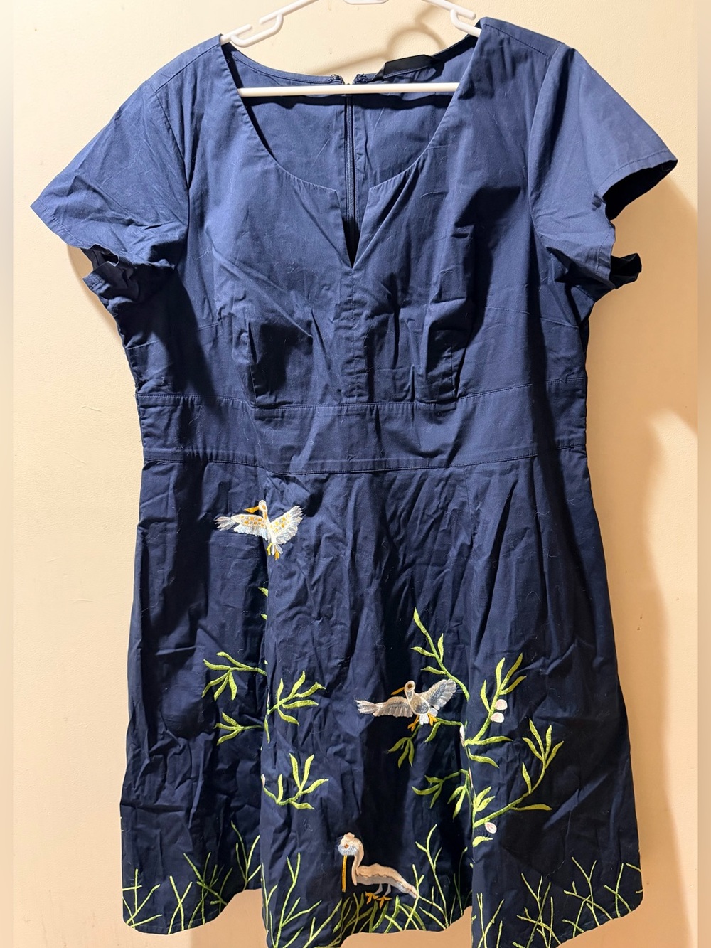 Woman’s Navy Embroidered Bird Dress
